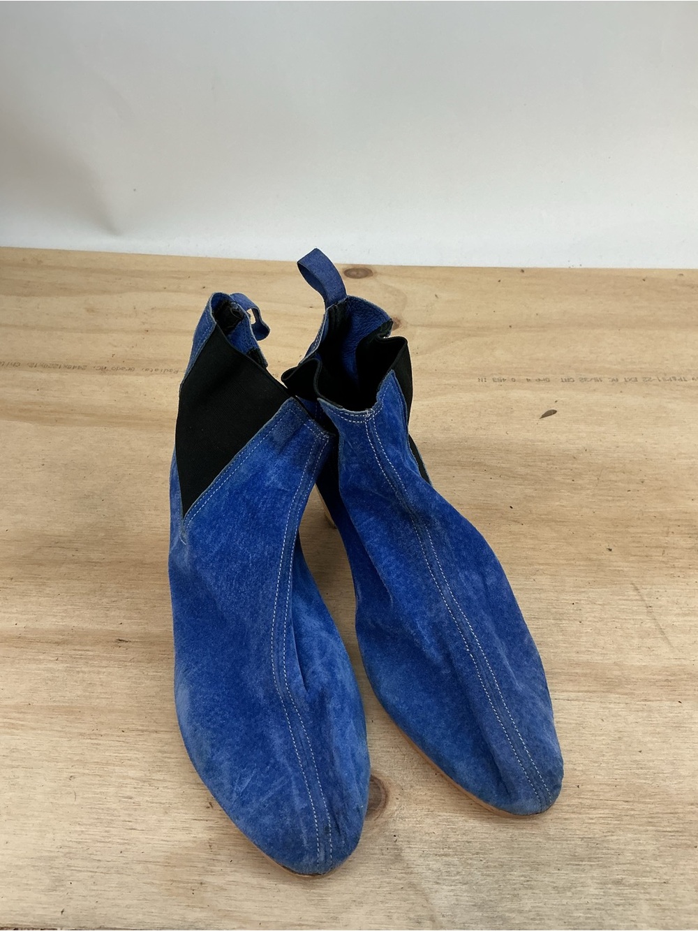 Thom Browne Blue Suede Pointed Toe Boots Size 7.5
